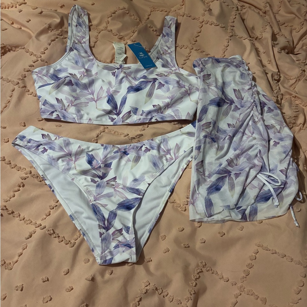 Cupshe Purple Floral Bikini Set